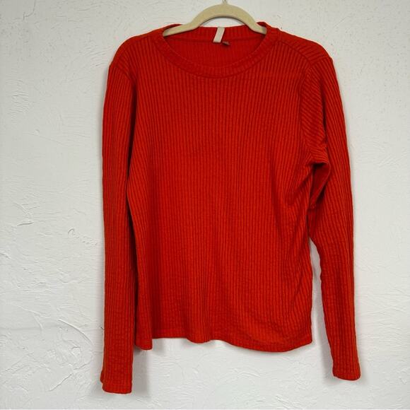 Pilcro Anthropologie Orange Ribbed Knit Crew Neck Sweater Womens XL Fall Casual - Picture 1 of 7